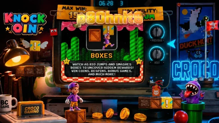 Tampilan visual retro dari slot KNOCKOIN dengan karakter Rio